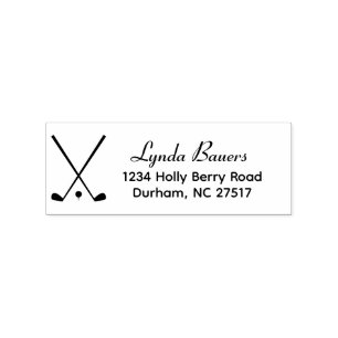 Eenvoudige Golf Clubs en Ball Theme Return Adres Rubberstempel
