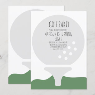 Eenvoudige golfbal verjaardagsfeest uitnodiging