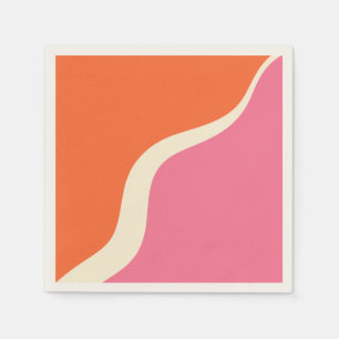 Eenvoudige golven 3 - Roze, Oranje en crème Servet