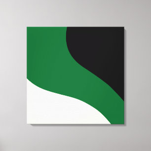 Eenvoudige golven - Groen, Cream en Zwart Canvas Afdruk