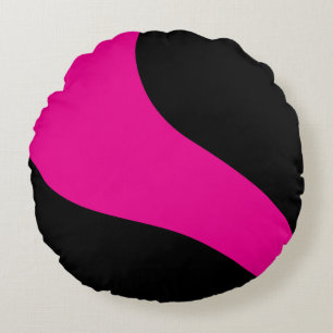 Eenvoudige golven in magenta en zwart rond kussen