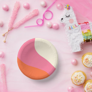 Eenvoudige golven - Roze, Oranje en crème Papieren Kommen