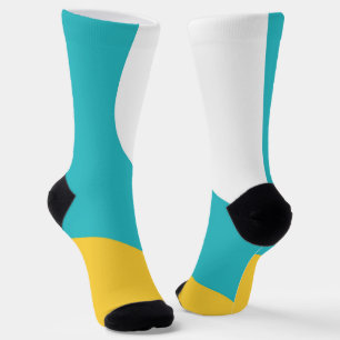Eenvoudige golven - Turquoise en geel Sokken