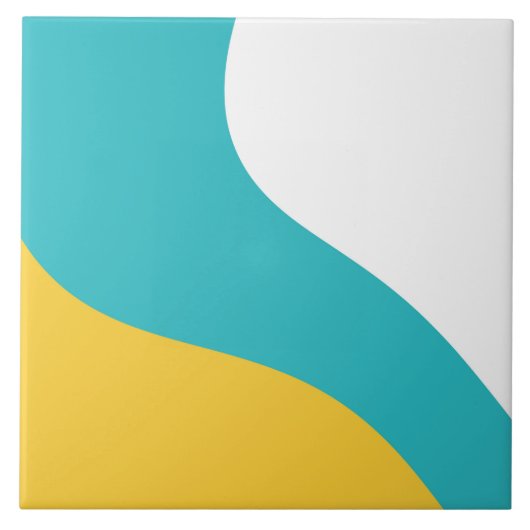 Eenvoudige golven - Turquoise en Yellow Tegeltje (Voorkant)
