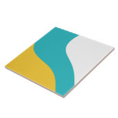 Eenvoudige golven - Turquoise en Yellow Tegeltje (Zijkant)