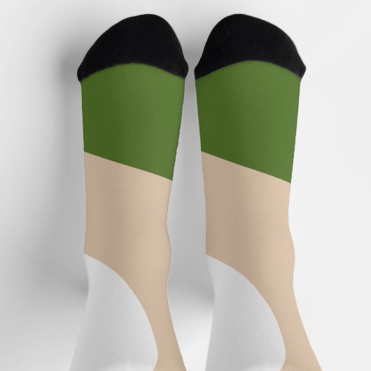 Eenvoudige golven - Wit, Zand & Palmgroen Sokken (Top)