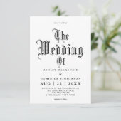 Eenvoudige Gothic Vampire Calligraphy Wedding Kaart (Staand voorkant)