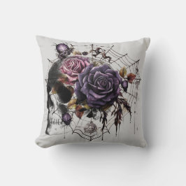 Eenvoudige gotische rozen & schedel Halloween fees Kussen