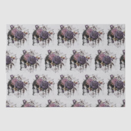 Eenvoudige gotische rozen & schedel Halloween fees Tissuepapier