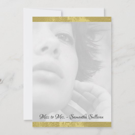 Eenvoudige gouden accent foto bruids douche uitnod kaart (Achterkant)