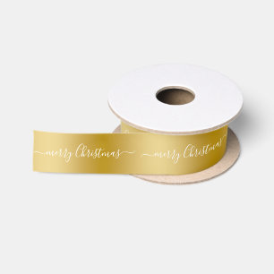 Eenvoudige Gouden Achtergrond Prettig Kerstfeest W Lint