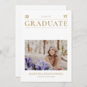 Eenvoudige gouden Afstuderen fotoaankondiging Aankondiging (Voorkant / Achterkant)