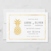 Eenvoudige Gouden Ananas Save the Date Kaarten (Voorkant)