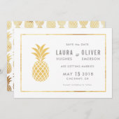 Eenvoudige Gouden Ananas Save the Date Kaarten (Voorkant / Achterkant)