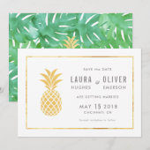 Eenvoudige Gouden Ananas Save the Date Kaarten (Voorkant / Achterkant)