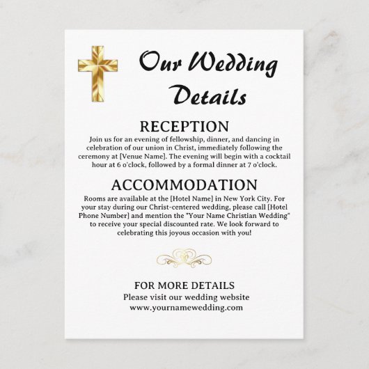 Eenvoudige gouden bruiloft Details Christelijke Cr Informatiekaartje (Voorkant)