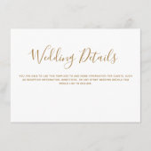 Eenvoudige gouden bruiloft details informatiekaartje (Voorkant)