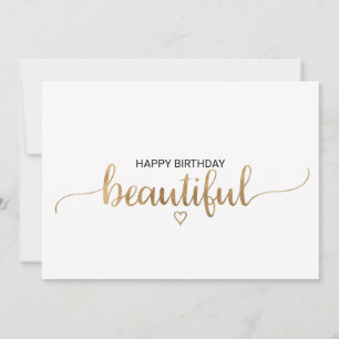 Eenvoudige Gouden Calligrafie Gelukkig Verjaardag Kaart