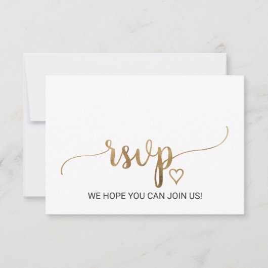 Eenvoudige Gouden Calligraphy Menu Keuze RSVP Kaar (Voorkant)