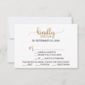Eenvoudige Gouden Calligraphy Menu Keuze RSVP Kaar (Achterkant)