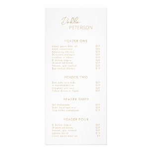 Eenvoudige Gouden Elegante Huidige Prijslijst Mode Reclamekaart
