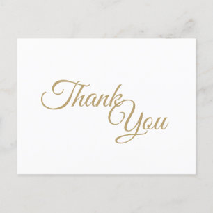 Eenvoudige Gouden en Witte Calligraphy Dank Je Briefkaart