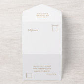 Eenvoudige gouden en witte kalligrafie bruiloft all in one uitnodiging (Buitenkant)