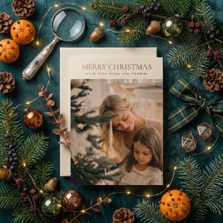 Eenvoudige gouden foto kerstkaart