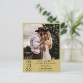 Eenvoudige Gouden Gele Huwelijk Save the Date Foto Briefkaart (Staand voorkant)