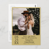 Eenvoudige Gouden Gele Huwelijk Save the Date Foto Briefkaart (Voorkant / Achterkant)