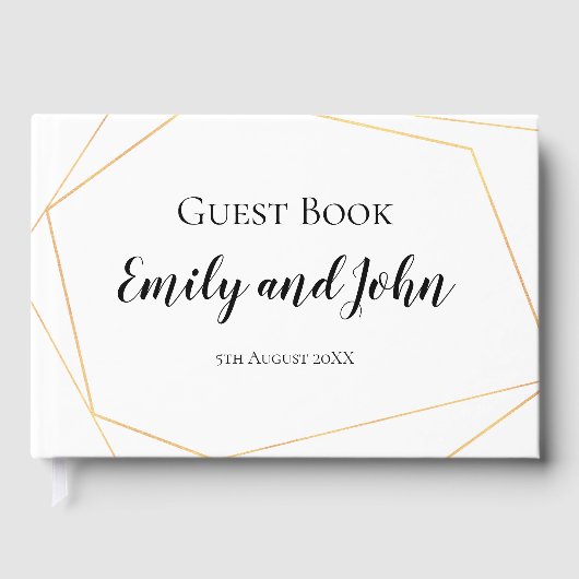 Eenvoudige gouden geometrische lijnen bruiloft gastenboek (Voorkant)