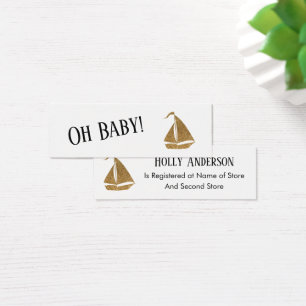 Eenvoudige Gouden Glitter Zeilboot Cadeau Registra Mini Visitekaartjes