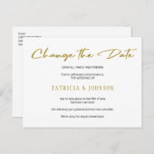 Eenvoudige gouden glitters bruiloft wijziging van aankondigingskaart (Voorkant / Achterkant)