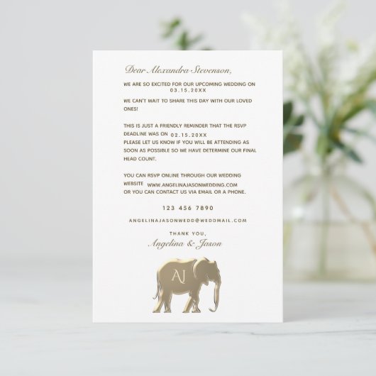 Eenvoudige gouden herinnering bruiloft uitnodiging (Staand voorkant)