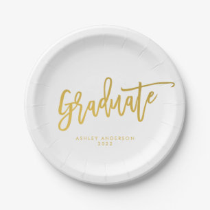 Eenvoudige Gouden Kalligrafie Script Graduation Pa Papieren Bordje