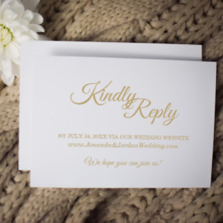 Eenvoudige Gouden Kalligrafie Trouwwebsite RSVP Kaartje