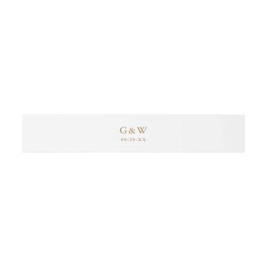 Eenvoudige Gouden Kleur Monogrammen en Datum Bruil Uitnodigingen Wikkel (Vlak)