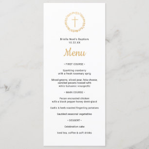 Eenvoudige gouden krans met kruisdoop Menu Kaart