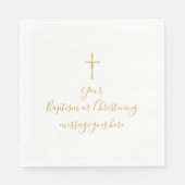 Eenvoudige Gouden Kruis Doop Boodschap Servet (Voorkant)
