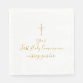 Eenvoudige Gouden Kruis Eerste Heilige Communie Bo Servet (Voorkant)