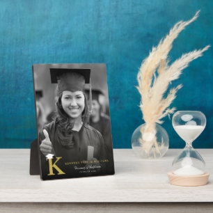Eenvoudige Gouden Monogram Moderne Foto Diploma St Fotoplaat