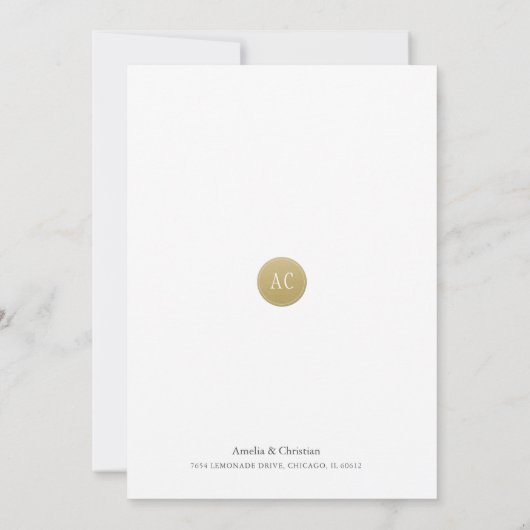 Eenvoudige gouden monogram trouwkaart 'Save the Da Save The Date (Achterkant)