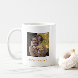 Eenvoudige Gouden Ochtend Papa Persoonlijke Foto Koffiemok