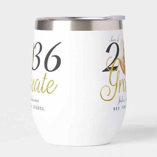 Eenvoudige gouden script Mode één foto Afstuderen (Links)