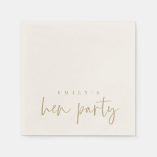 Eenvoudige Gouden Script Naam Hen Party Servet
