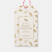 Eenvoudige gouden winterbladeren Mistletoe Cadeaulabel (Voorkant)