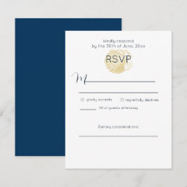 Eenvoudige Gouden Zee Schelp en Diep Prussiaans Bl RSVP Kaartje