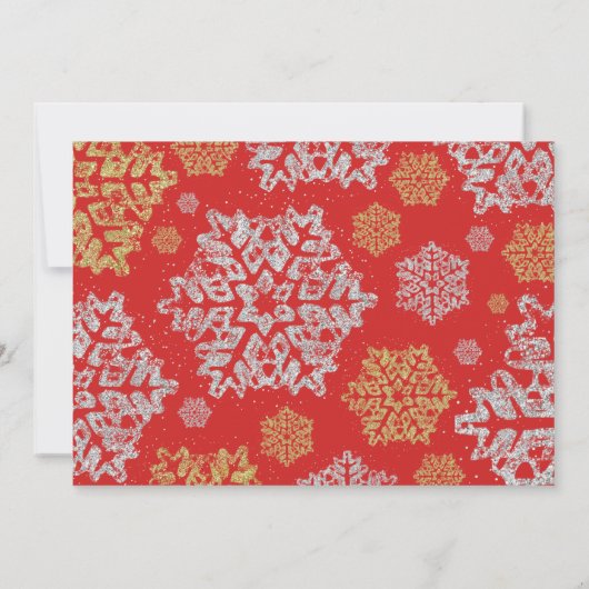 Eenvoudige Gouden & Zilveren Sneeuwvlokken Kerstva Kaart (Achterkant)