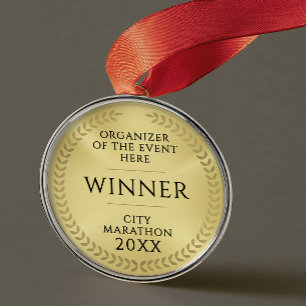 Eenvoudige Gouden Zwarte Erkenningsgala Prijsmeda Metalen Ornament