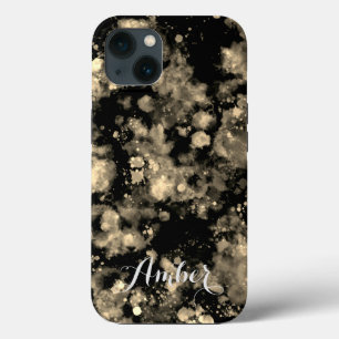 Eenvoudige Gouden Zwarte Waterverf Spat Gepersonal iPhone 13 Hoesje